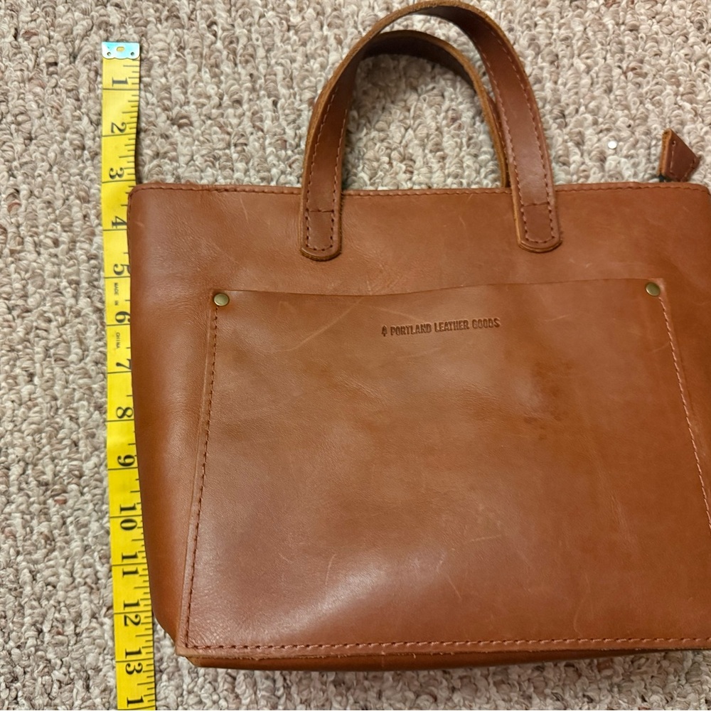 Portland Leather Mini Crossbody Tote Bag (honey) with Fortune Cookie Pouch - Picture 10 of 12